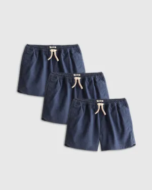 Organic Cotton Stretch Chino Dolphin Hem Shorts 3-Pack