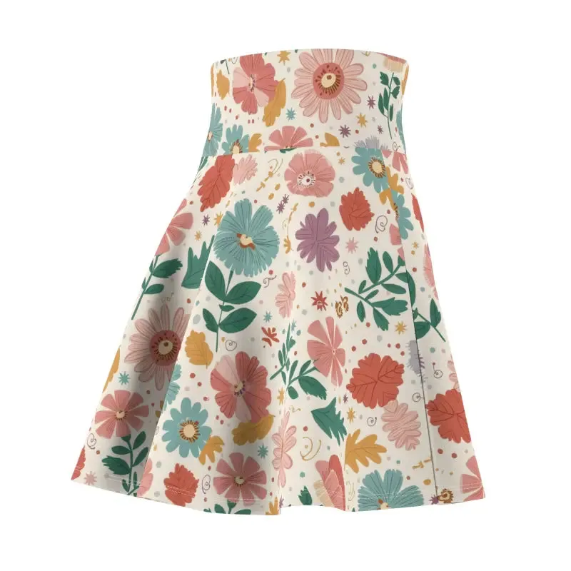 Pastel Flowers Skater Skirt for Effortless Style