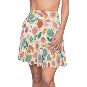 Pastel Flowers Skater Skirt for Effortless Style