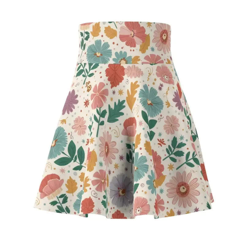 Pastel Flowers Skater Skirt for Effortless Style