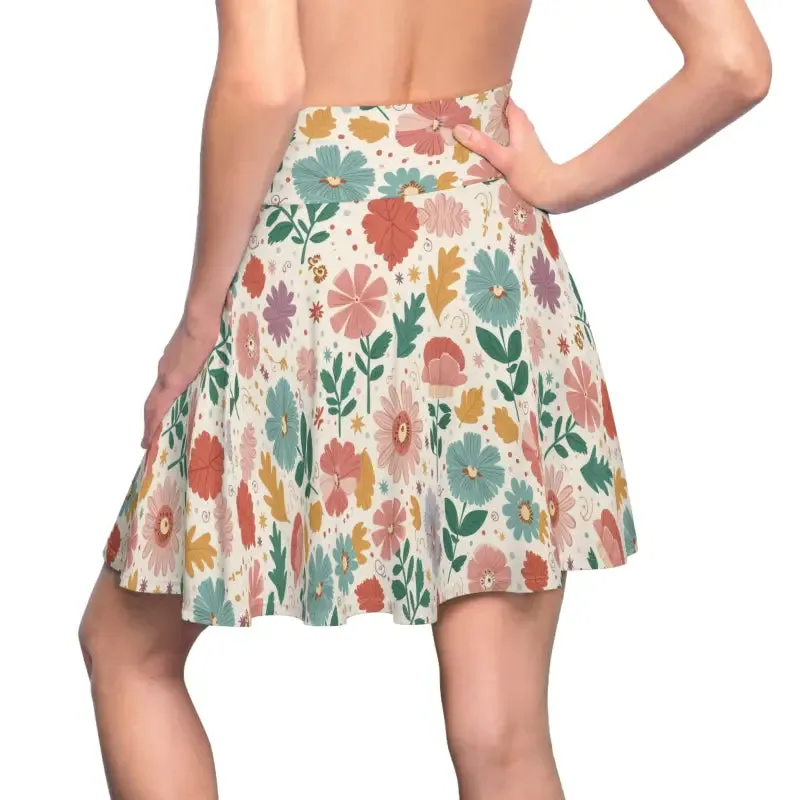 Pastel Flowers Skater Skirt for Effortless Style