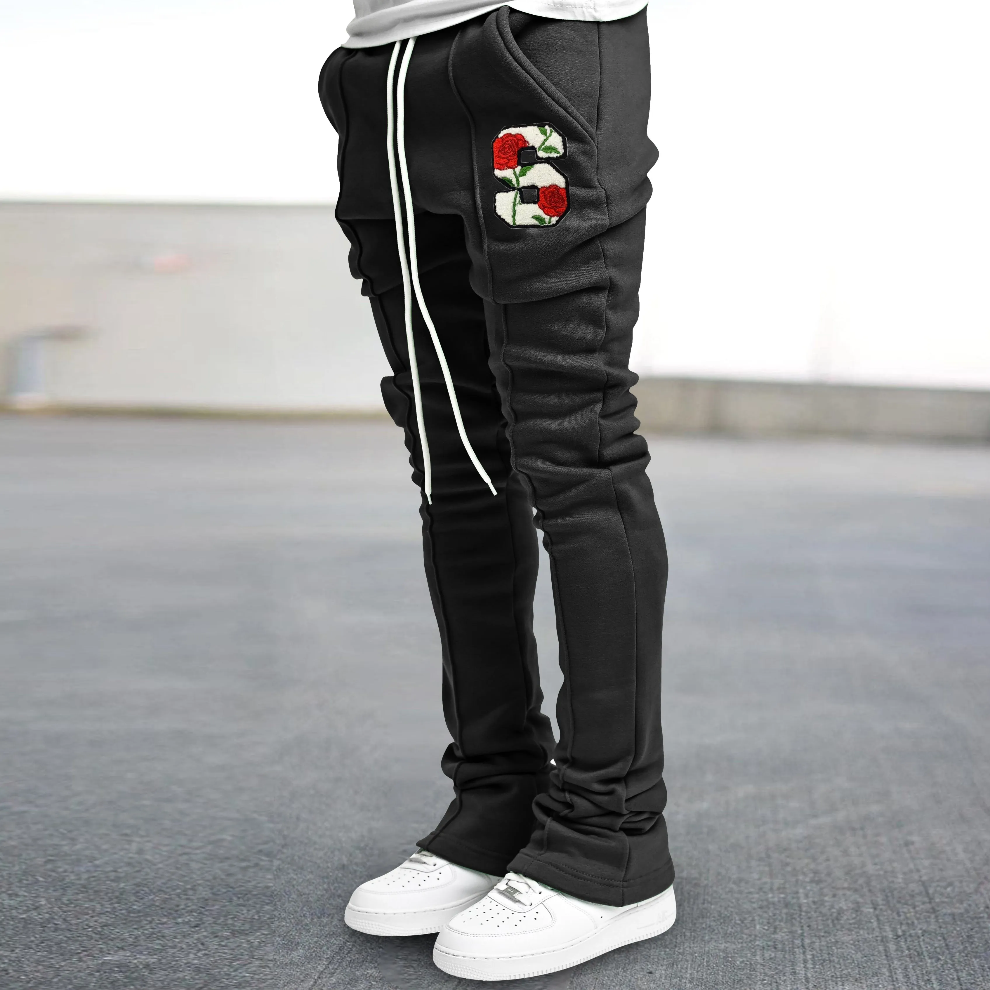 Retro trendy brand printed hip-hop street flared trousers