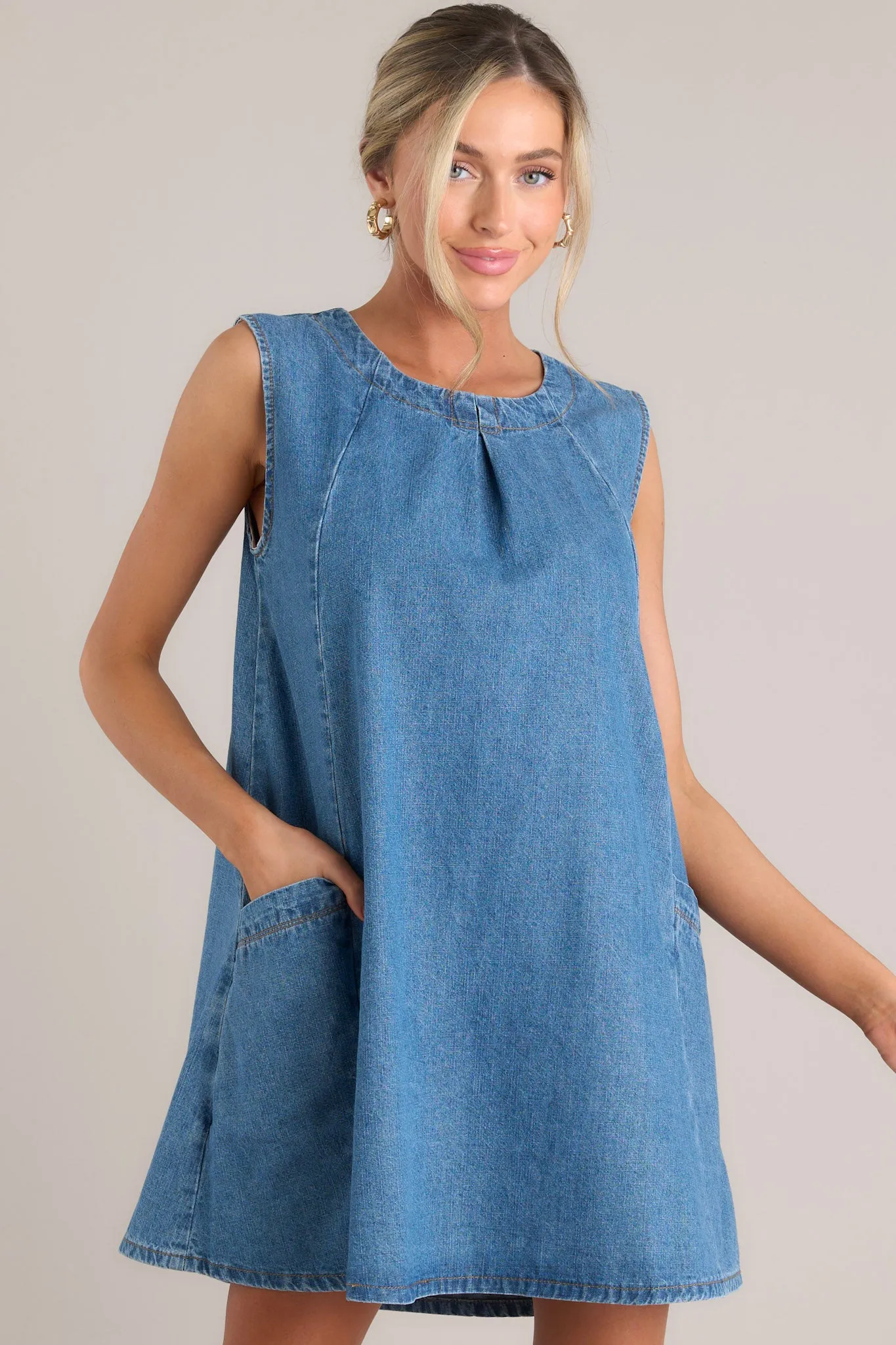 Rhythm Of Life Medium Wash Denim Mini Dress
