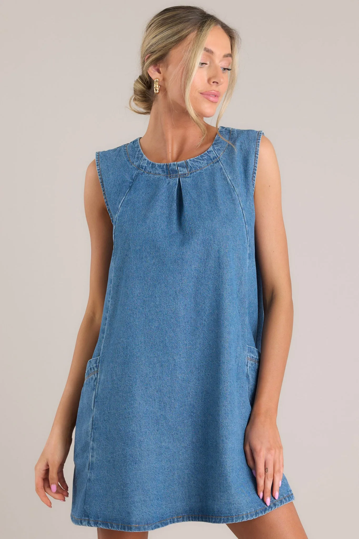 Rhythm Of Life Medium Wash Denim Mini Dress
