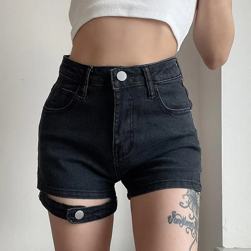Ring Leg Denim High Waist Shorts SD01105