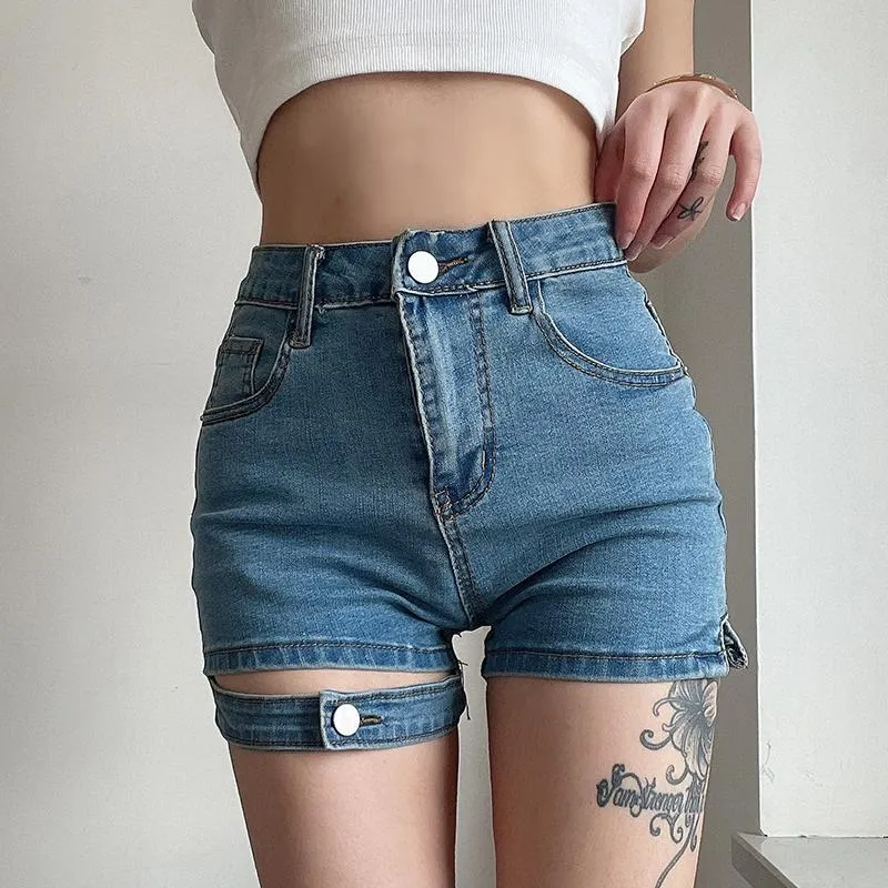Ring Leg Denim High Waist Shorts SD01105
