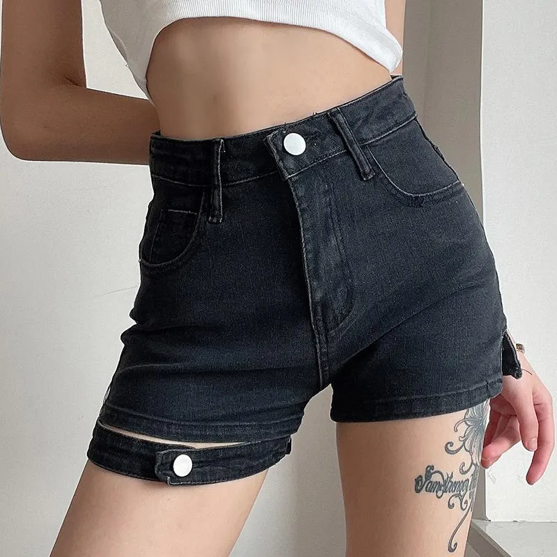 Ring Leg Denim High Waist Shorts SD01105