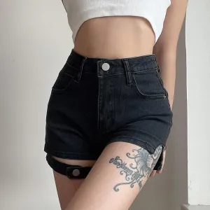 Ring Leg Denim High Waist Shorts SD01105