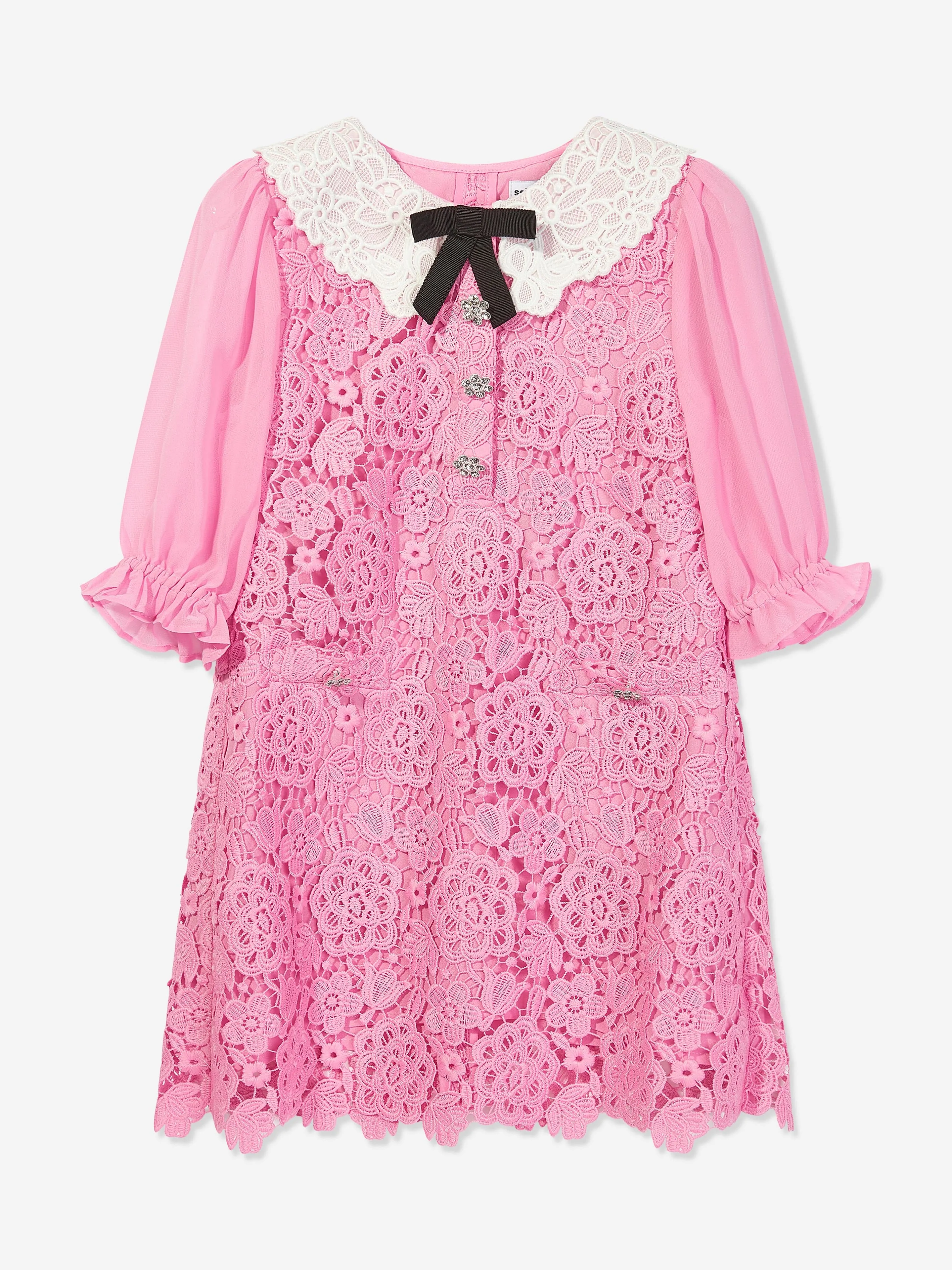 Self Portrait Girls Lace Collar Dress in Pink