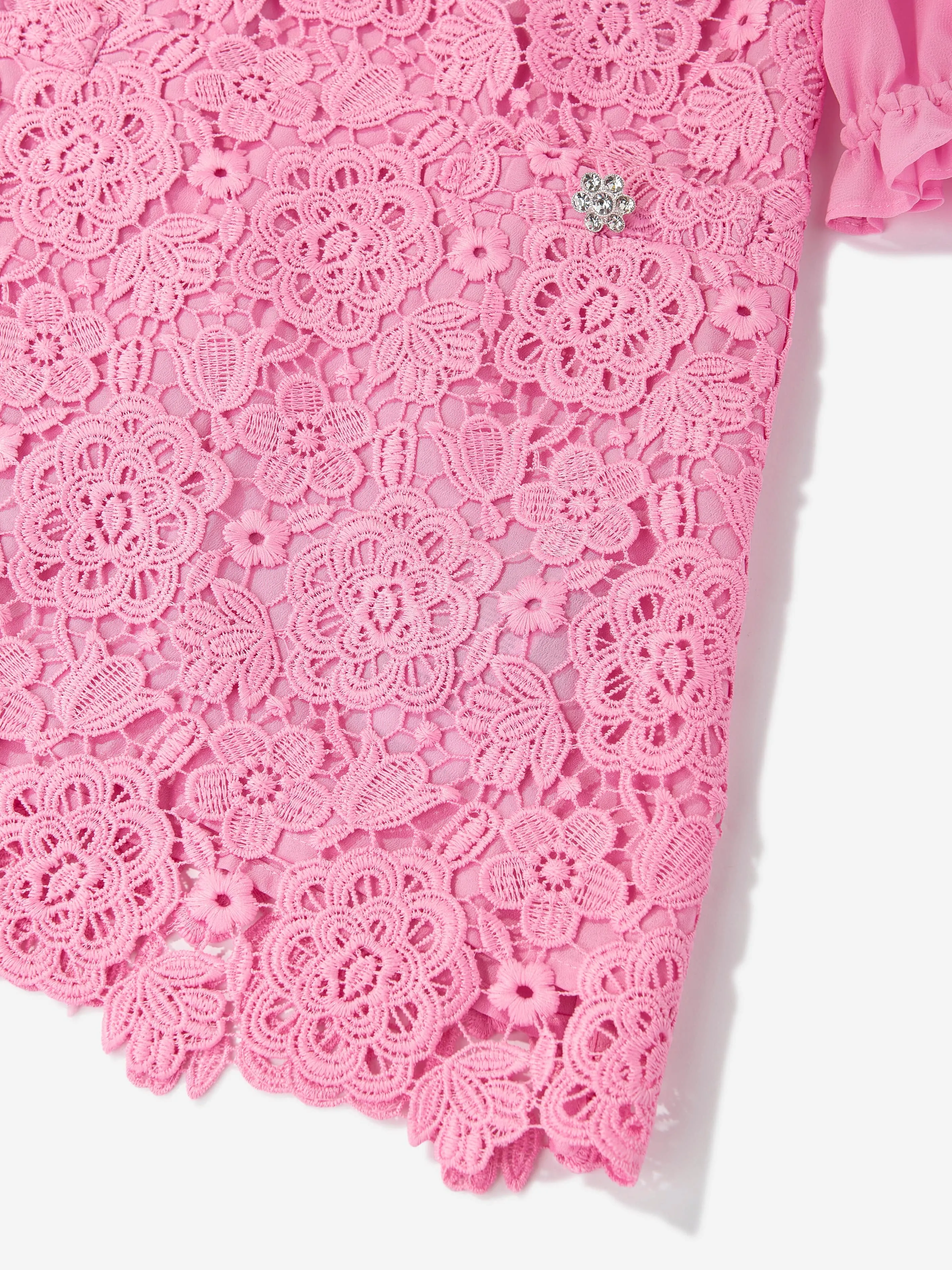 Self Portrait Girls Lace Collar Dress in Pink