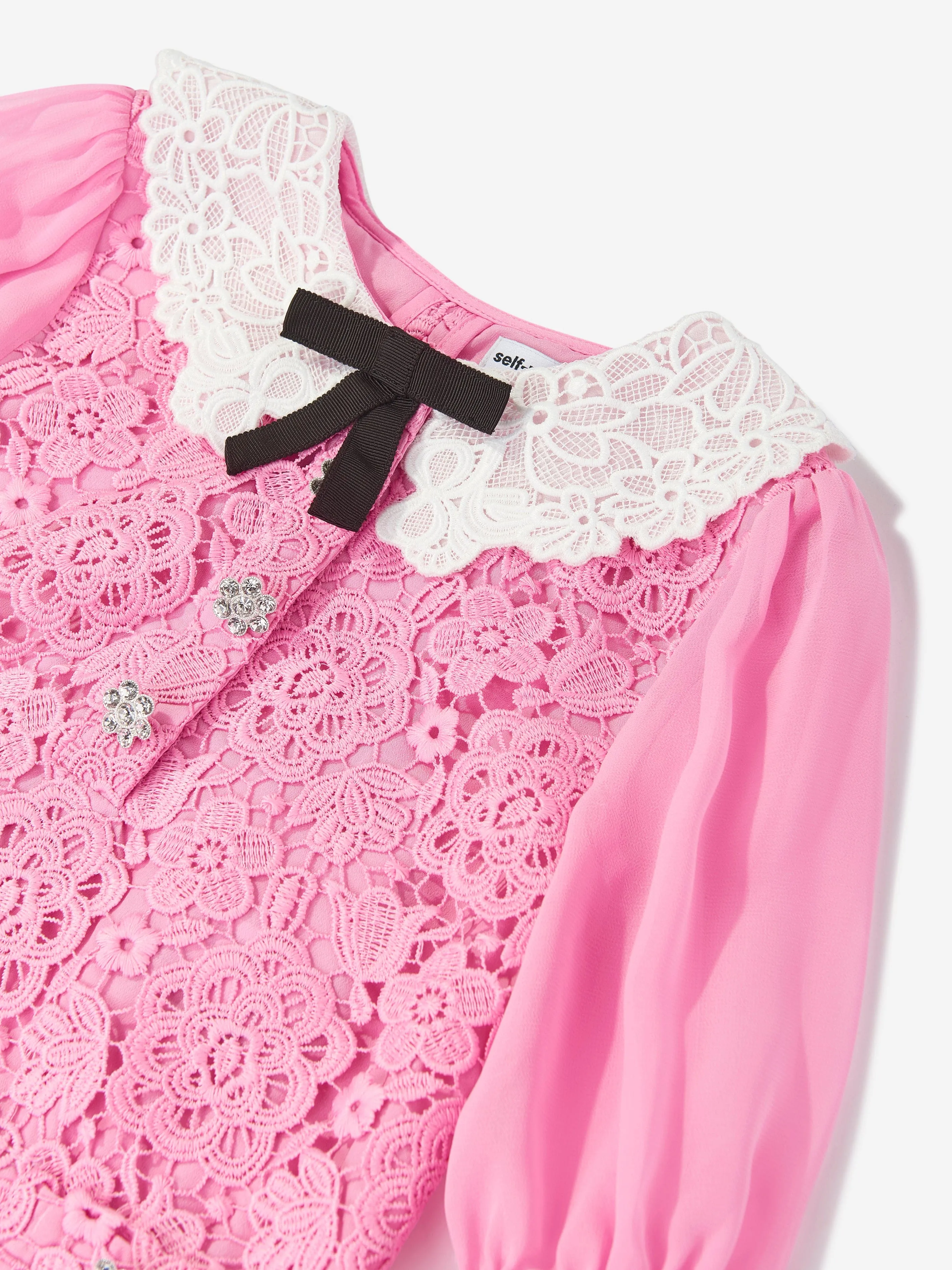 Self Portrait Girls Lace Collar Dress in Pink
