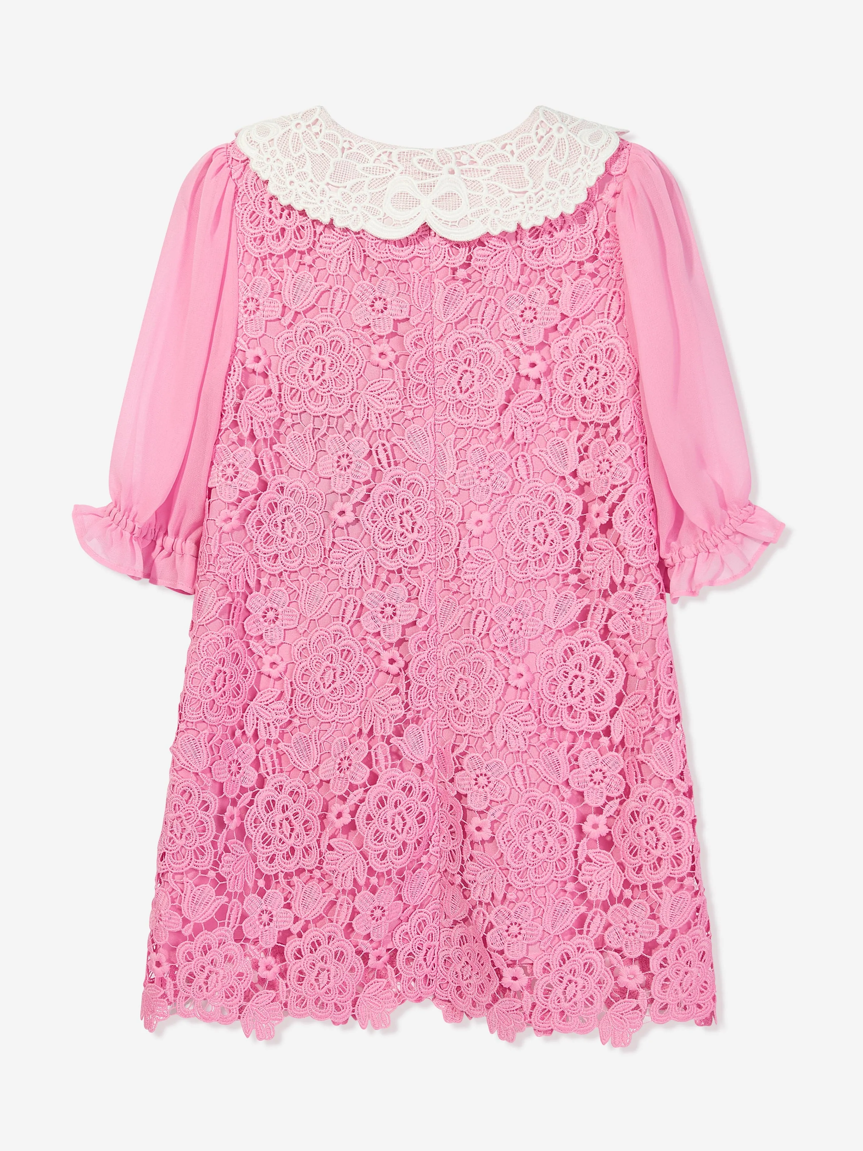 Self Portrait Girls Lace Collar Dress in Pink