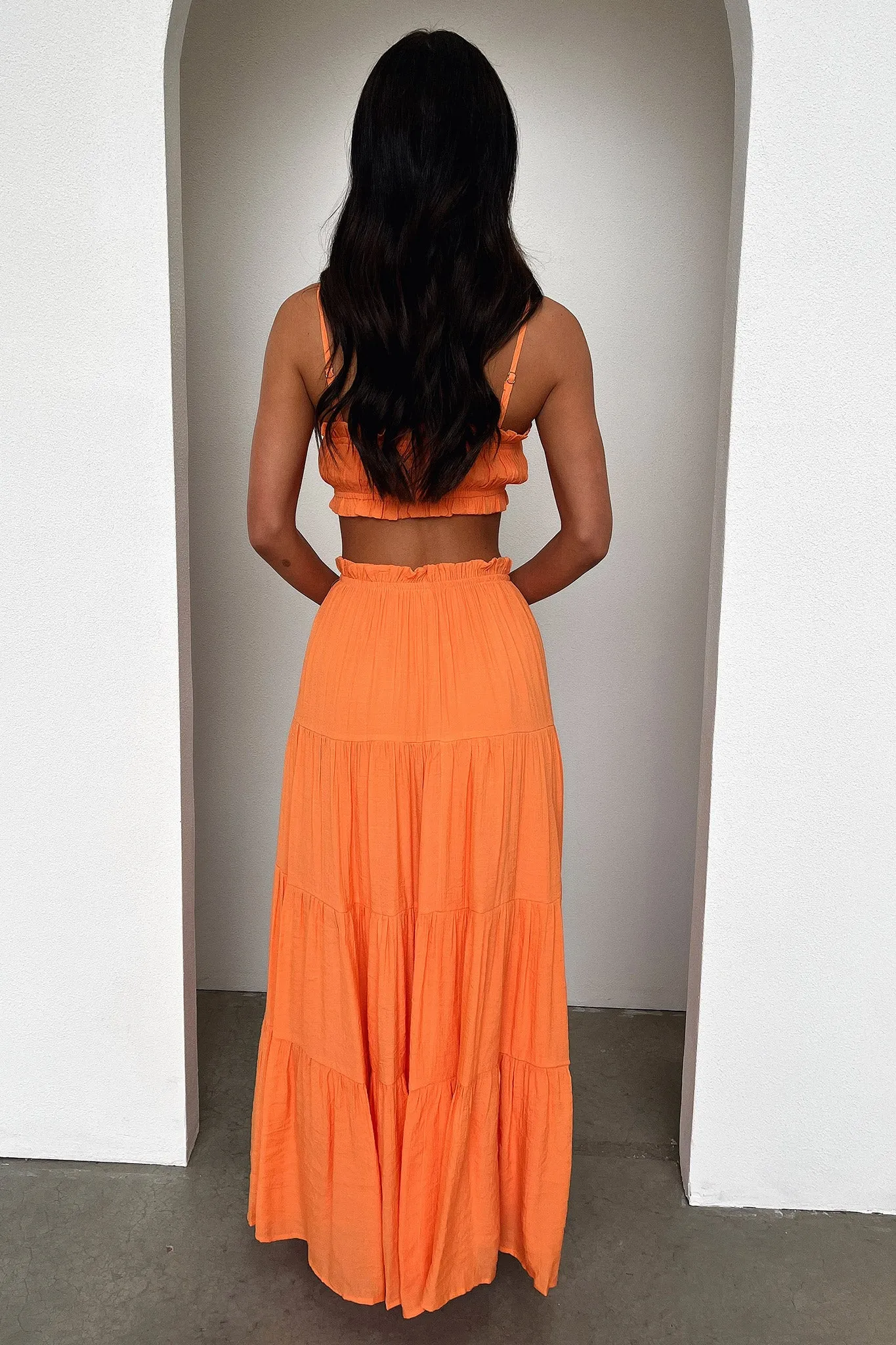 Selina Tiered Maxi Skirt - Orange