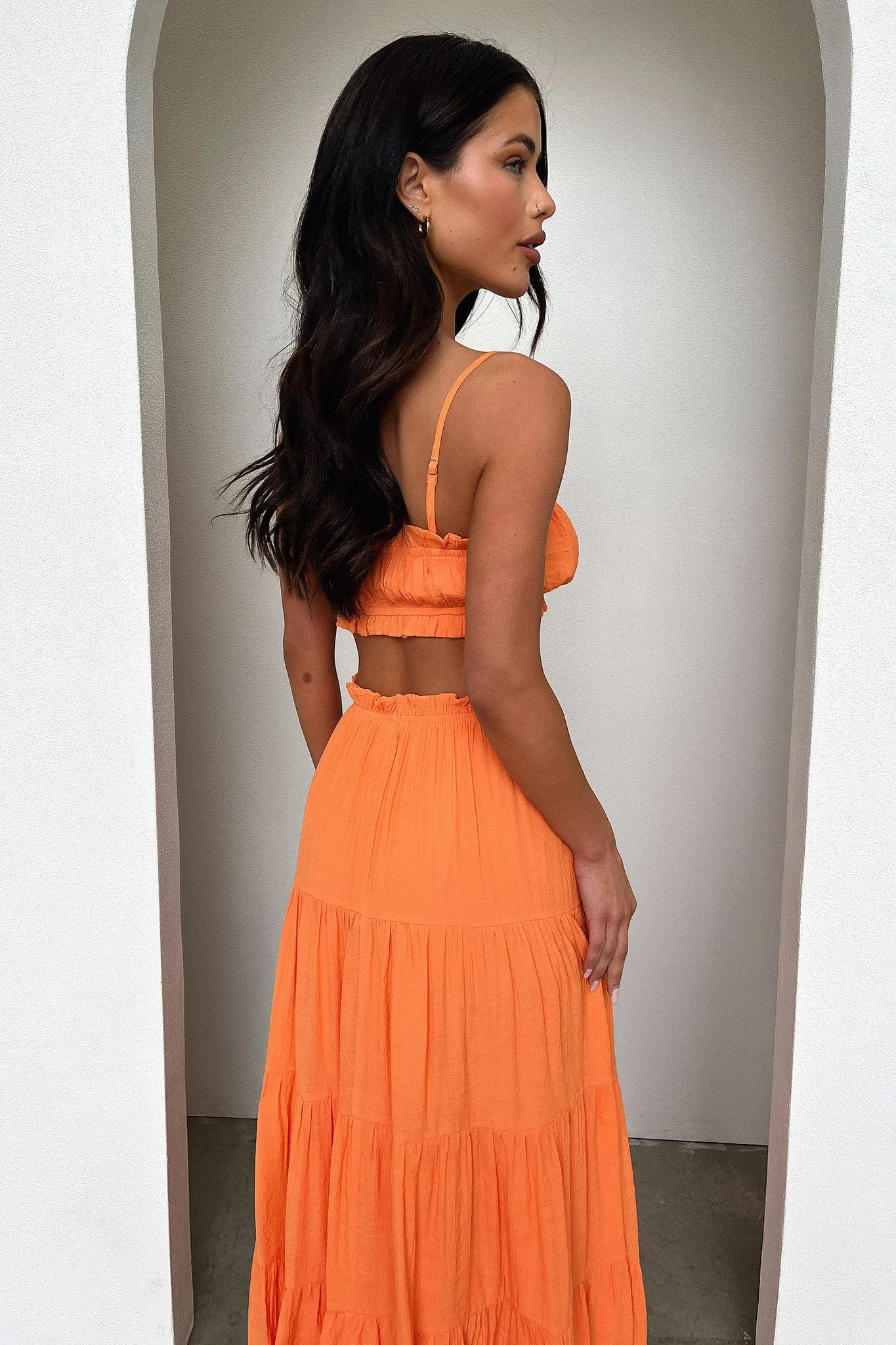 Selina Tiered Maxi Skirt - Orange