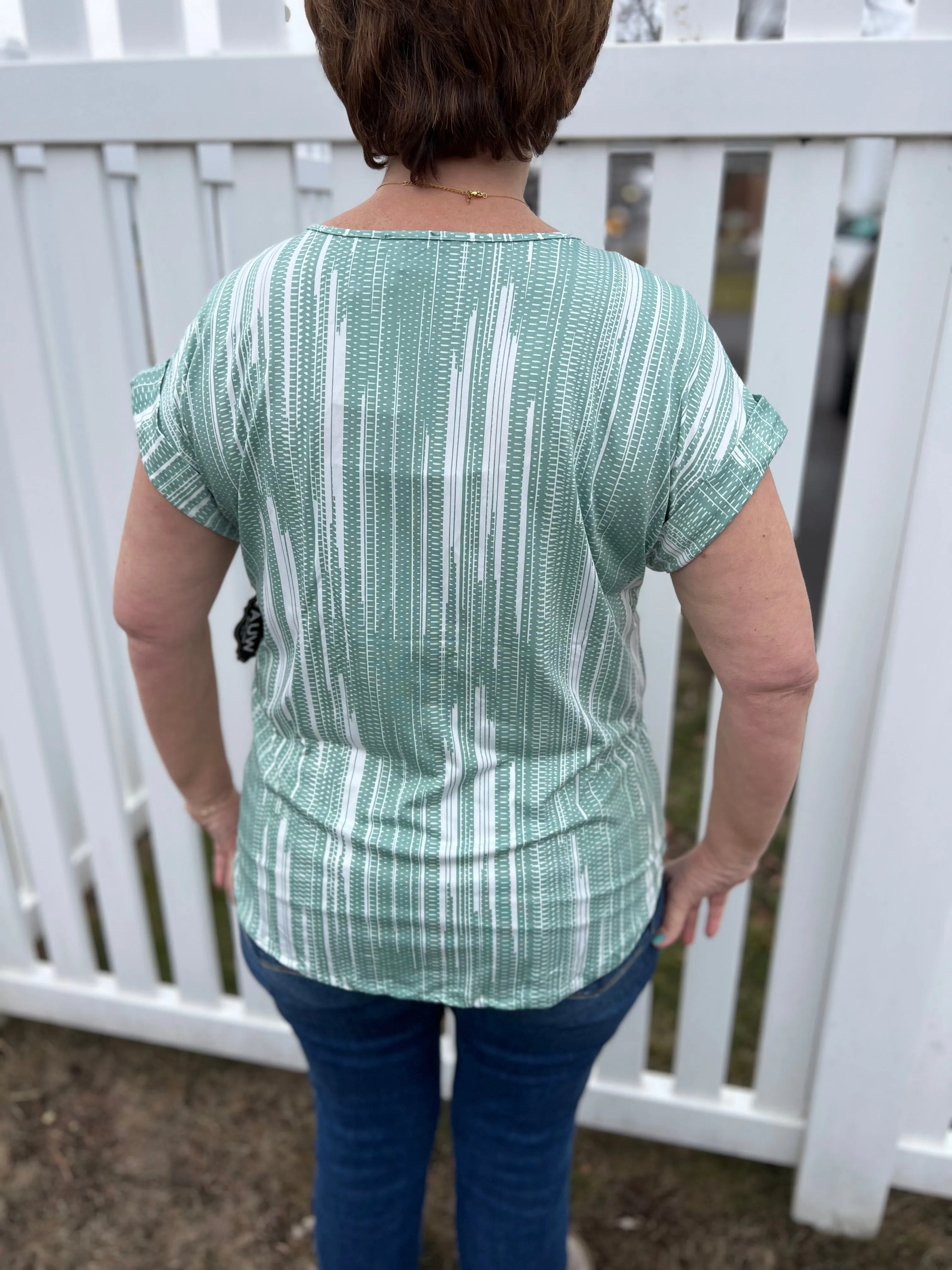 Short Sleeve Dolman Top With Decorative Buttons