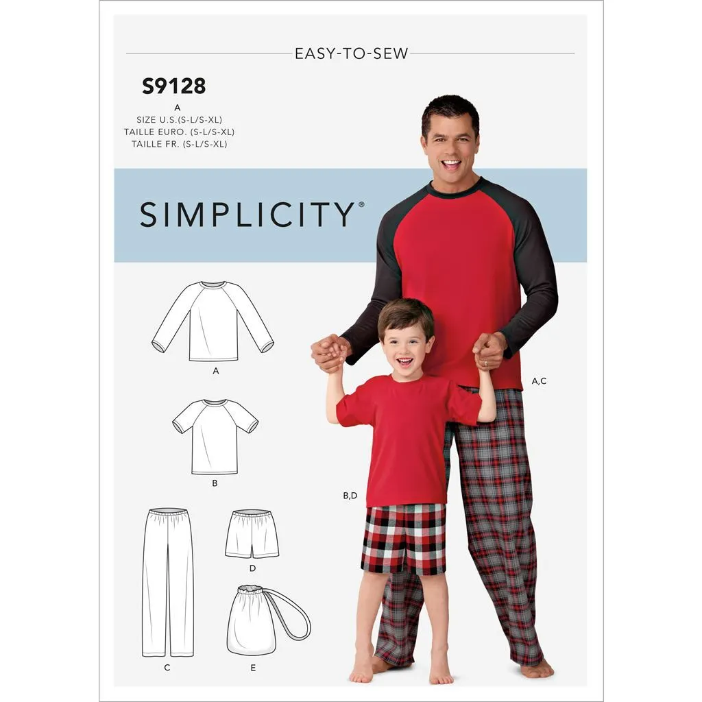 Simplicity Sewing Pattern S9128 Men's & Boys Sleepwear