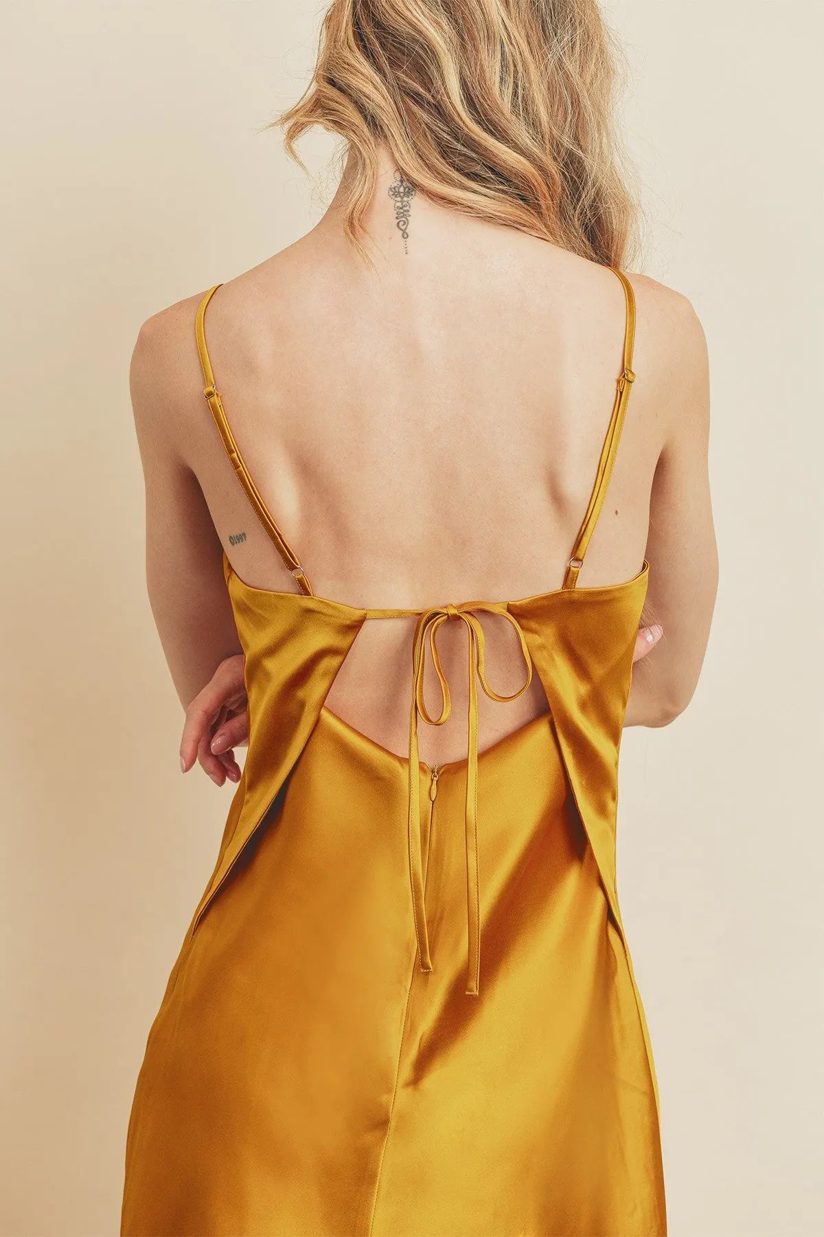 Sleeveless Satin Mini Dress