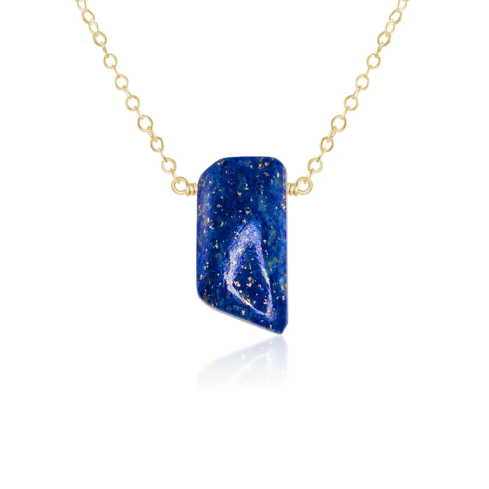 Small Smooth Blue Lapis Lazuli Crystal Slab Necklace