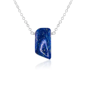 Small Smooth Blue Lapis Lazuli Crystal Slab Necklace
