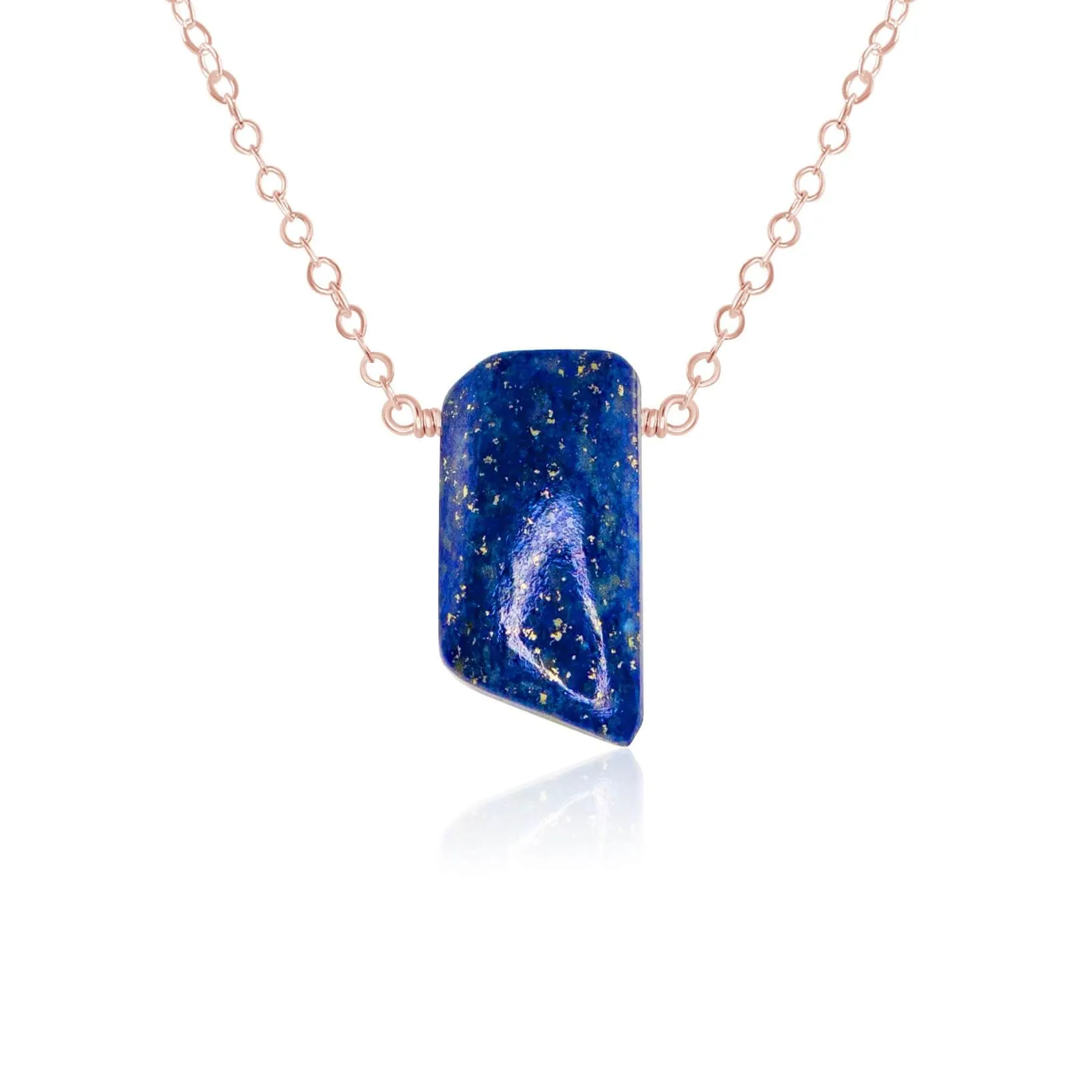 Small Smooth Blue Lapis Lazuli Crystal Slab Necklace