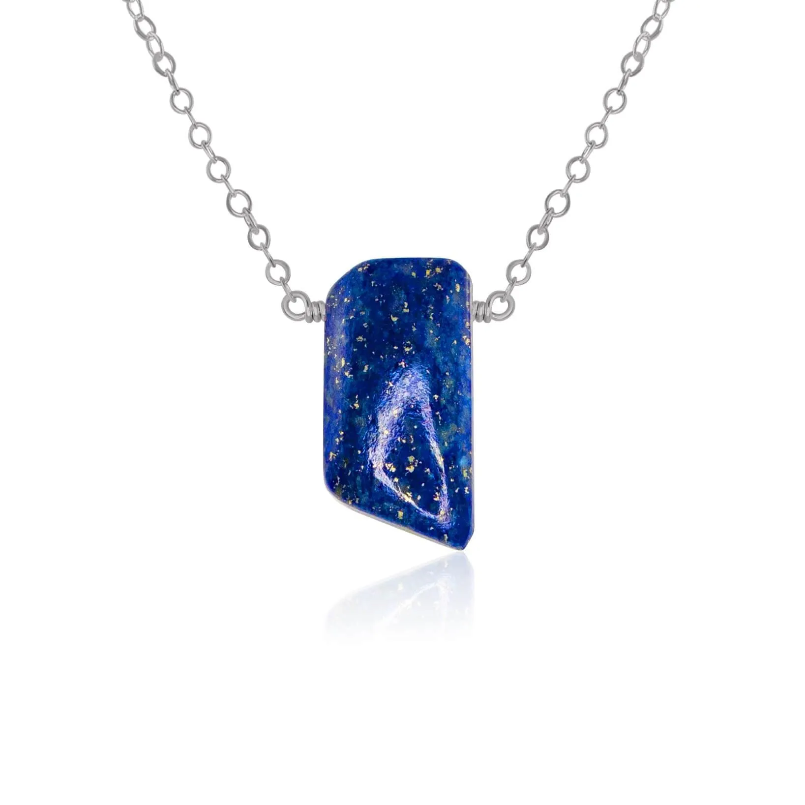 Small Smooth Blue Lapis Lazuli Crystal Slab Necklace