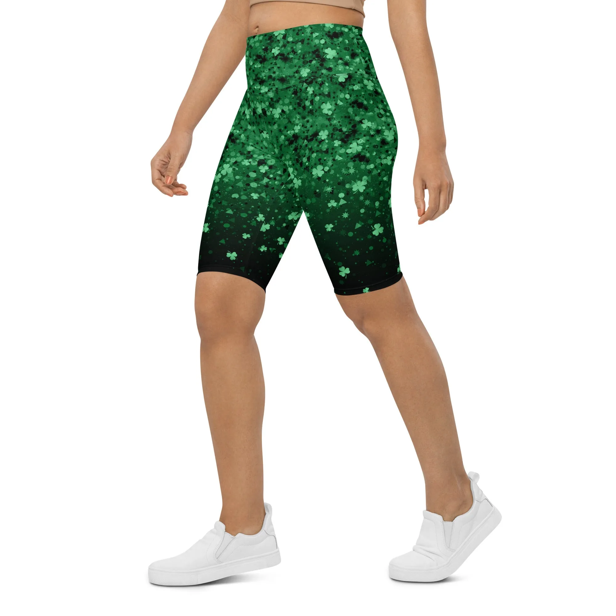 St. Patrick's Day Glitter Print Biker Shorts