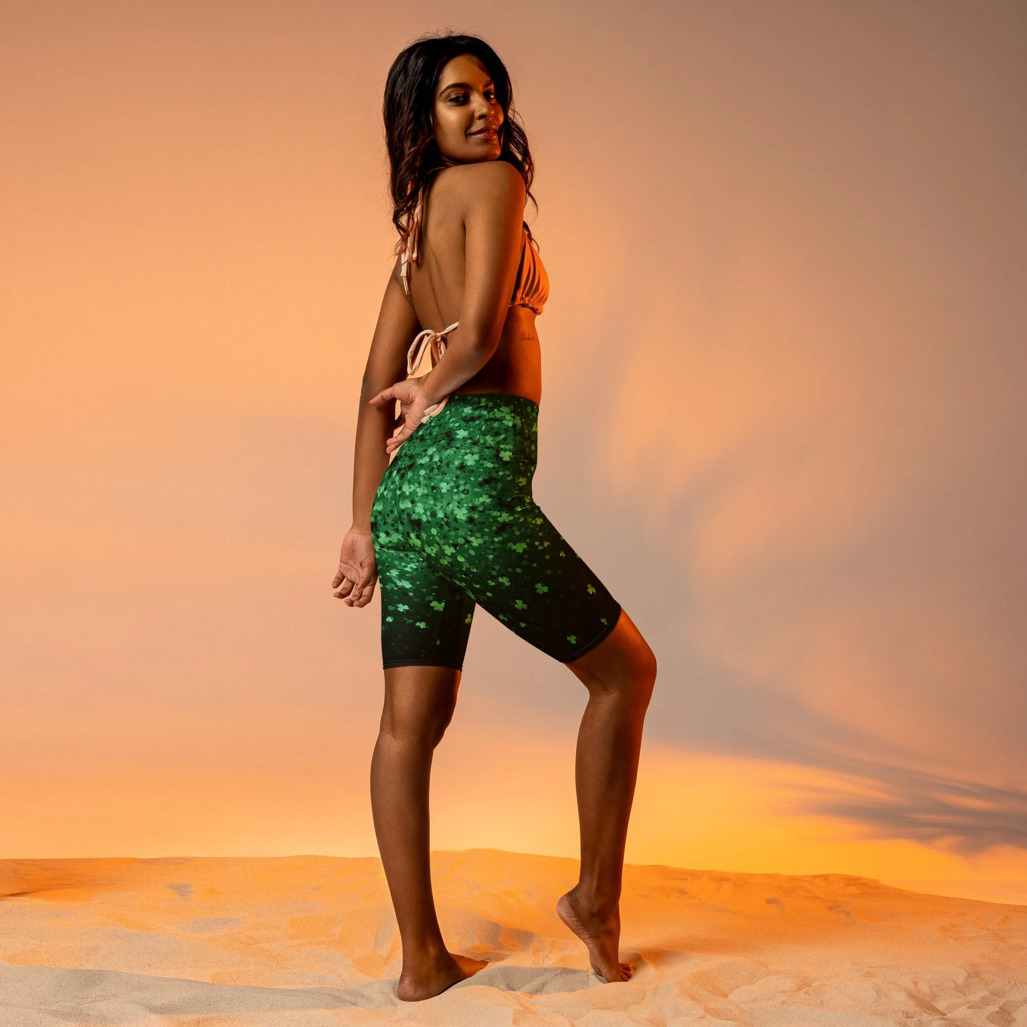 St. Patrick's Day Glitter Print Biker Shorts