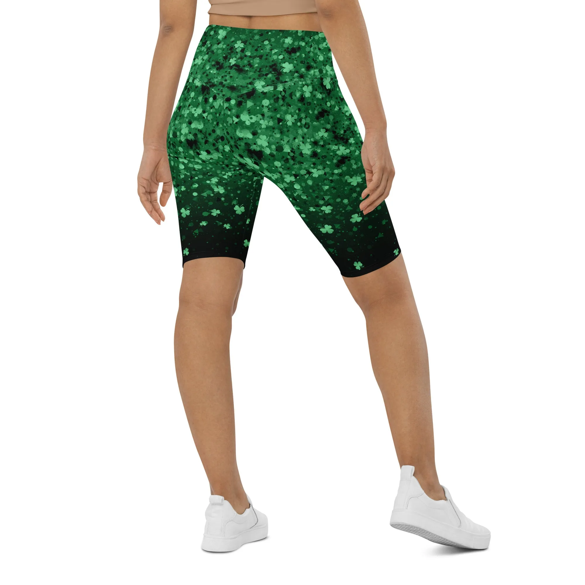 St. Patrick's Day Glitter Print Biker Shorts