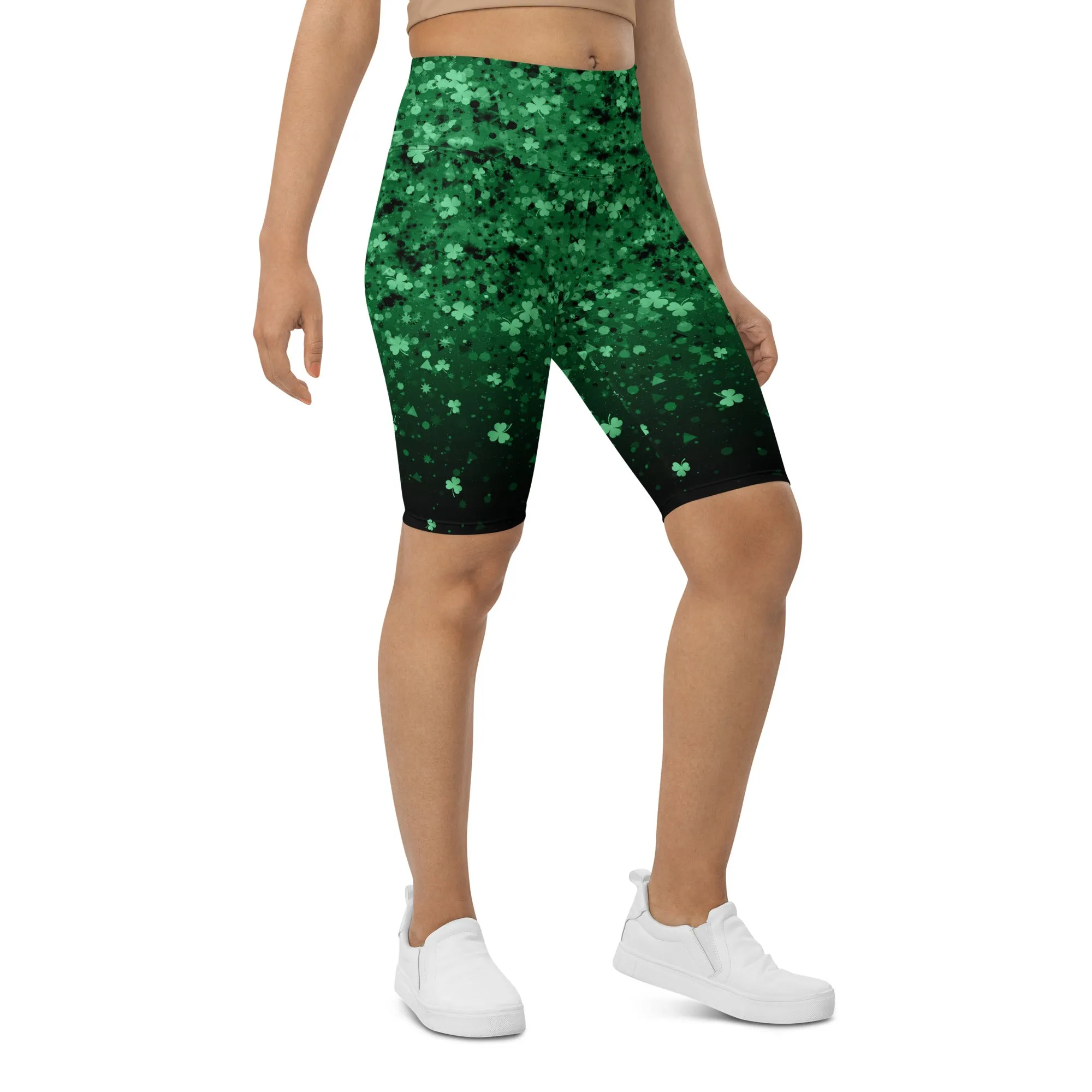St. Patrick's Day Glitter Print Biker Shorts