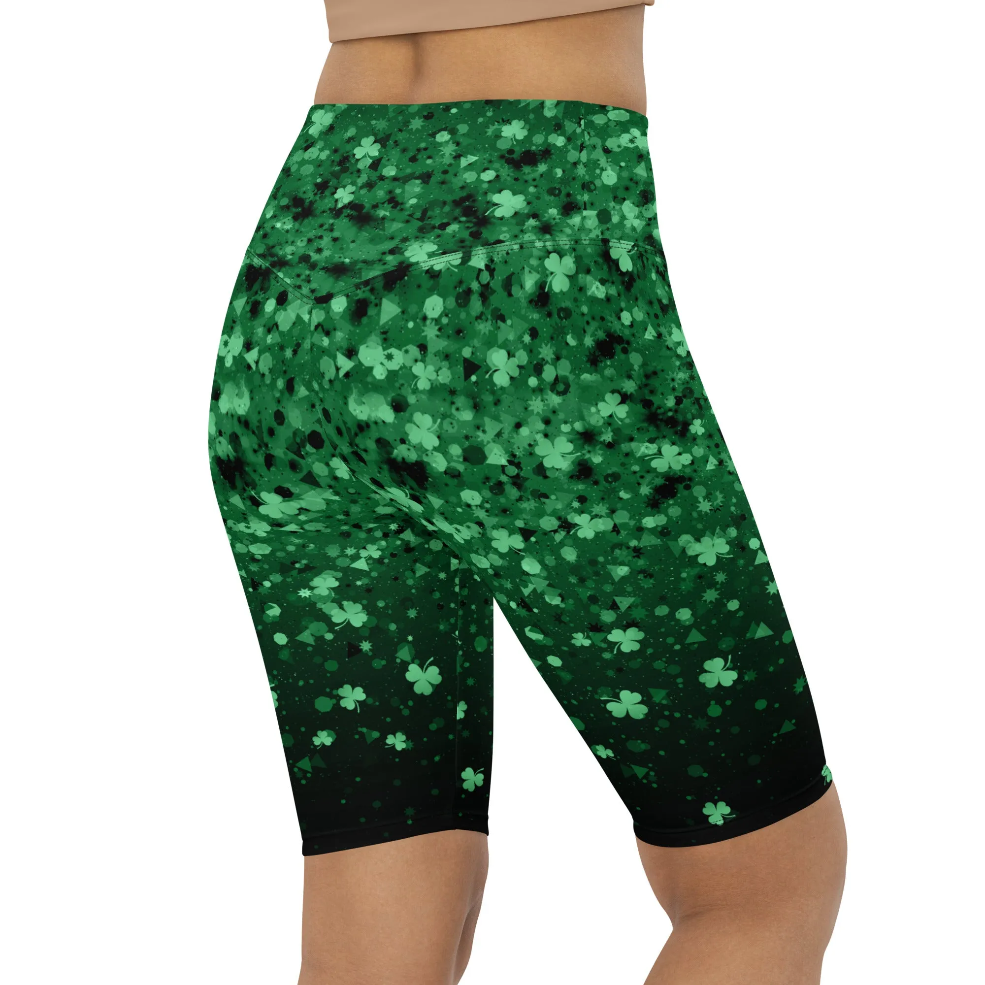 St. Patrick's Day Glitter Print Biker Shorts