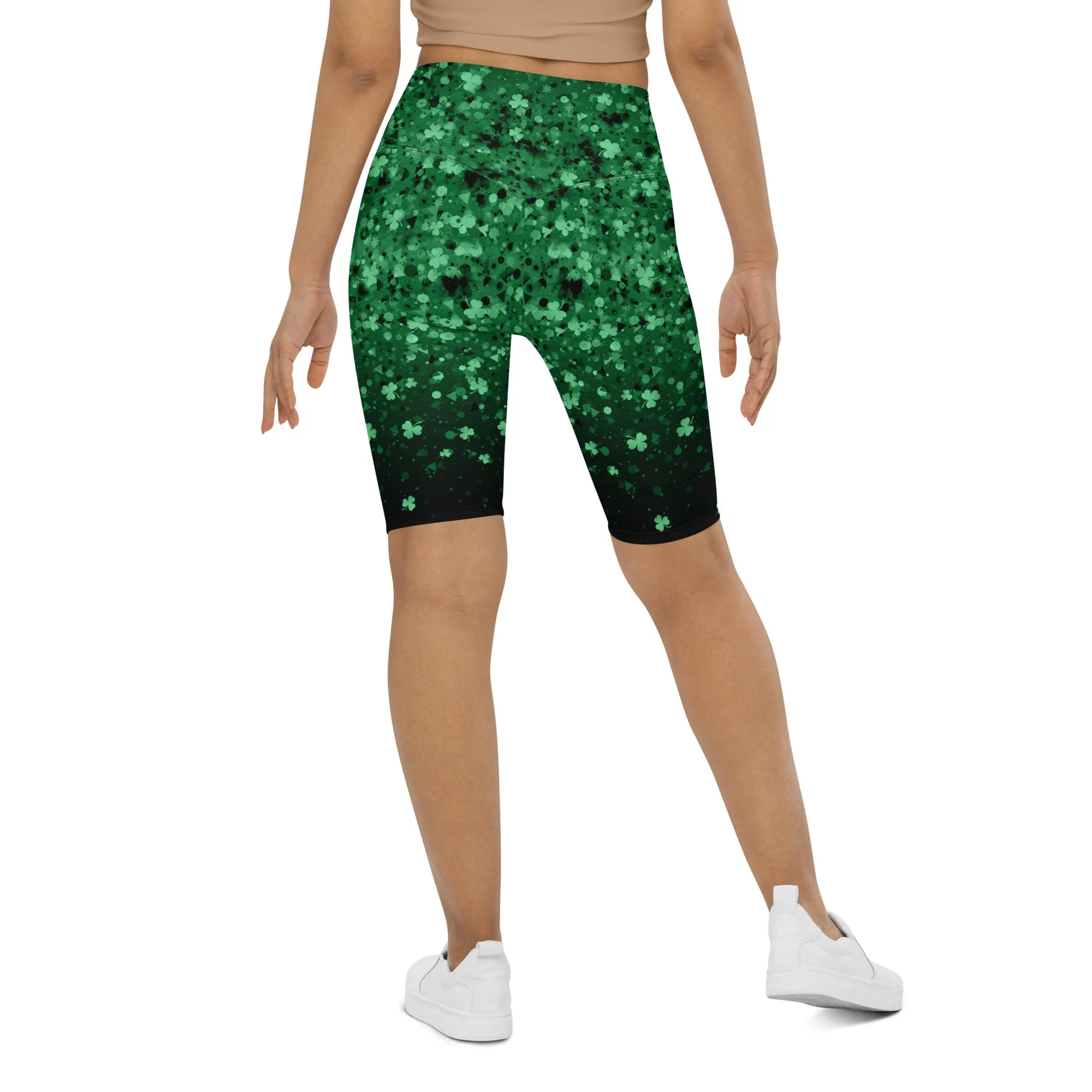 St. Patrick's Day Glitter Print Biker Shorts