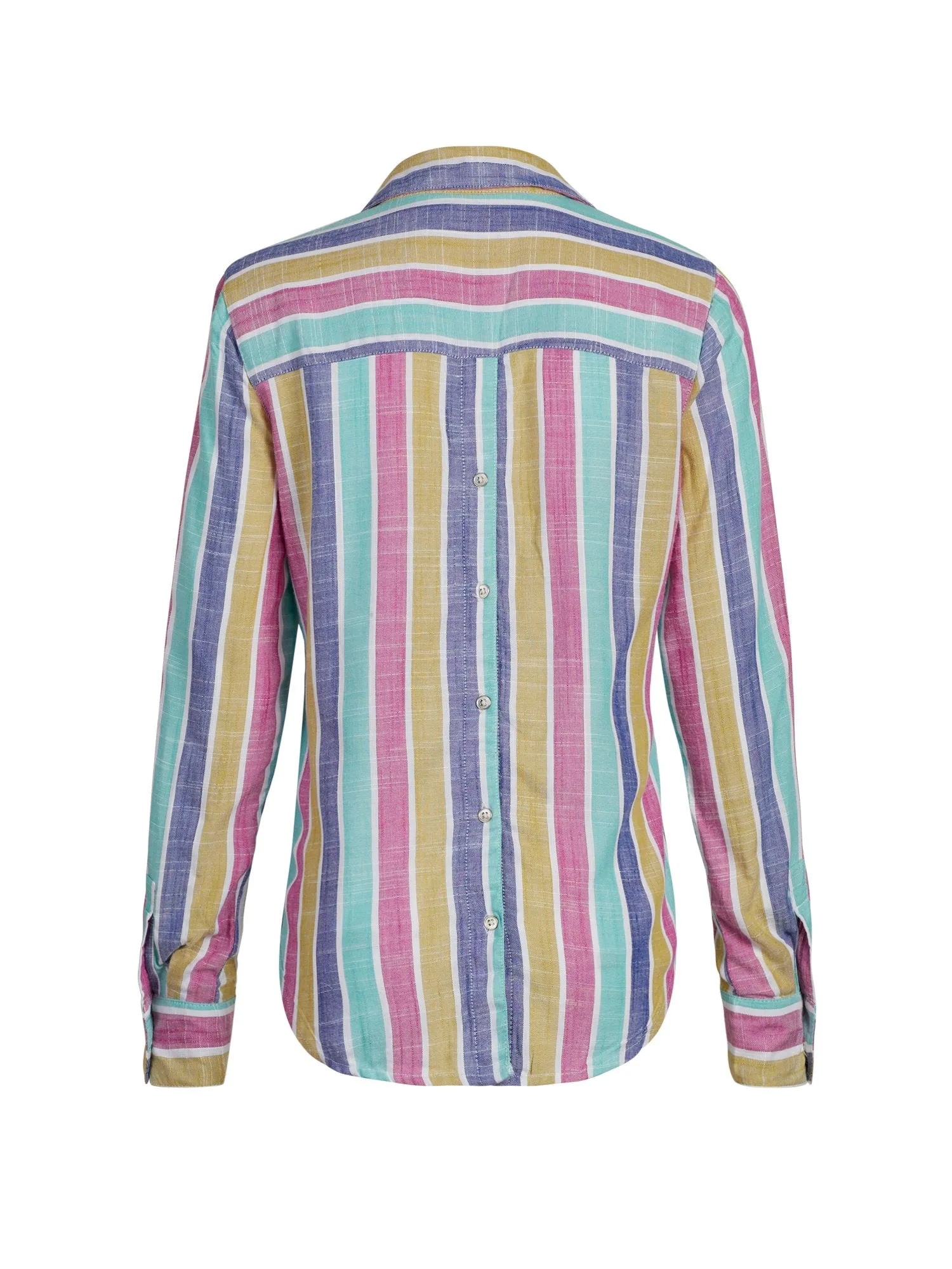 Stripe Linen-Like Button-Back Shirt