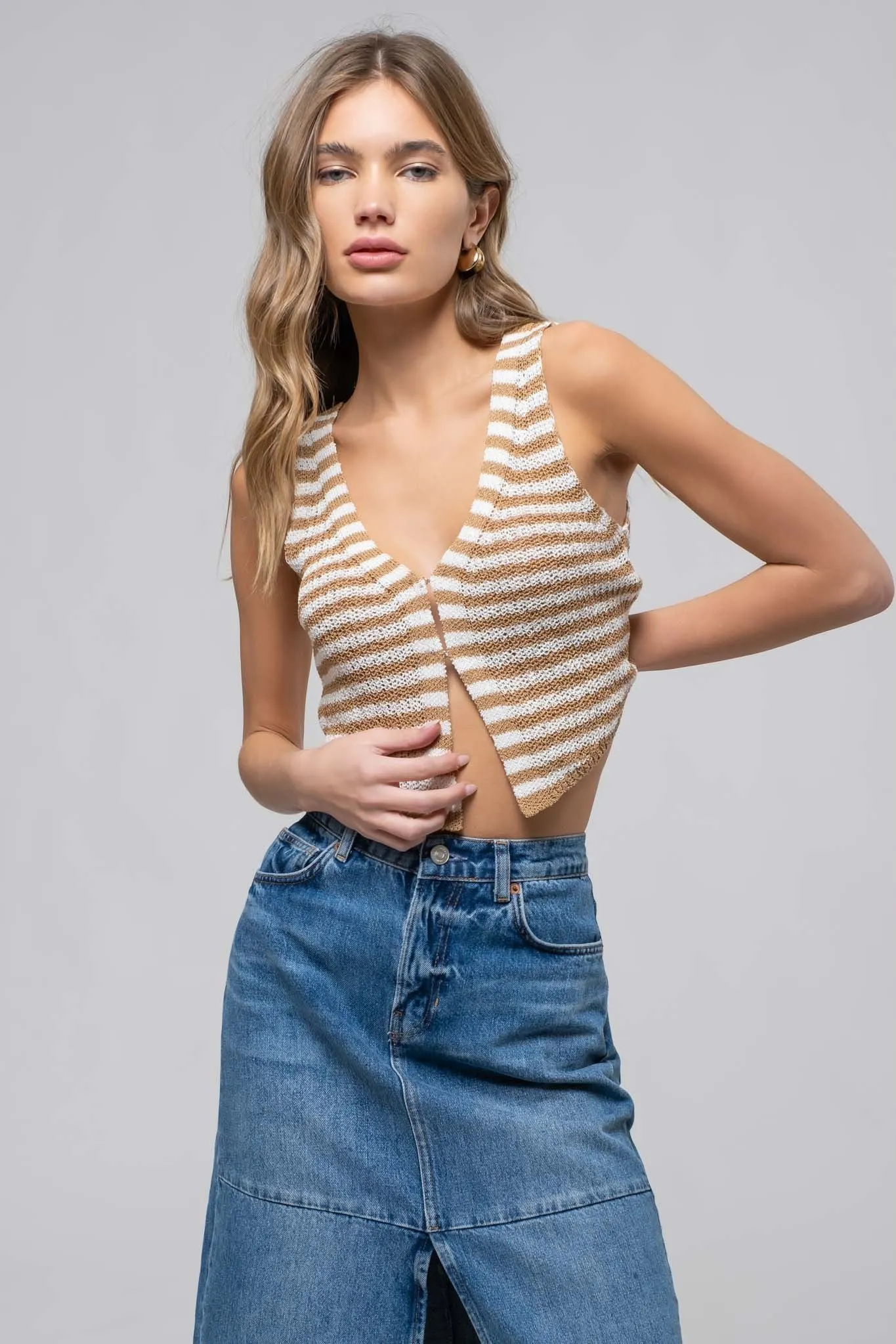 Stripe V-Neck Vest