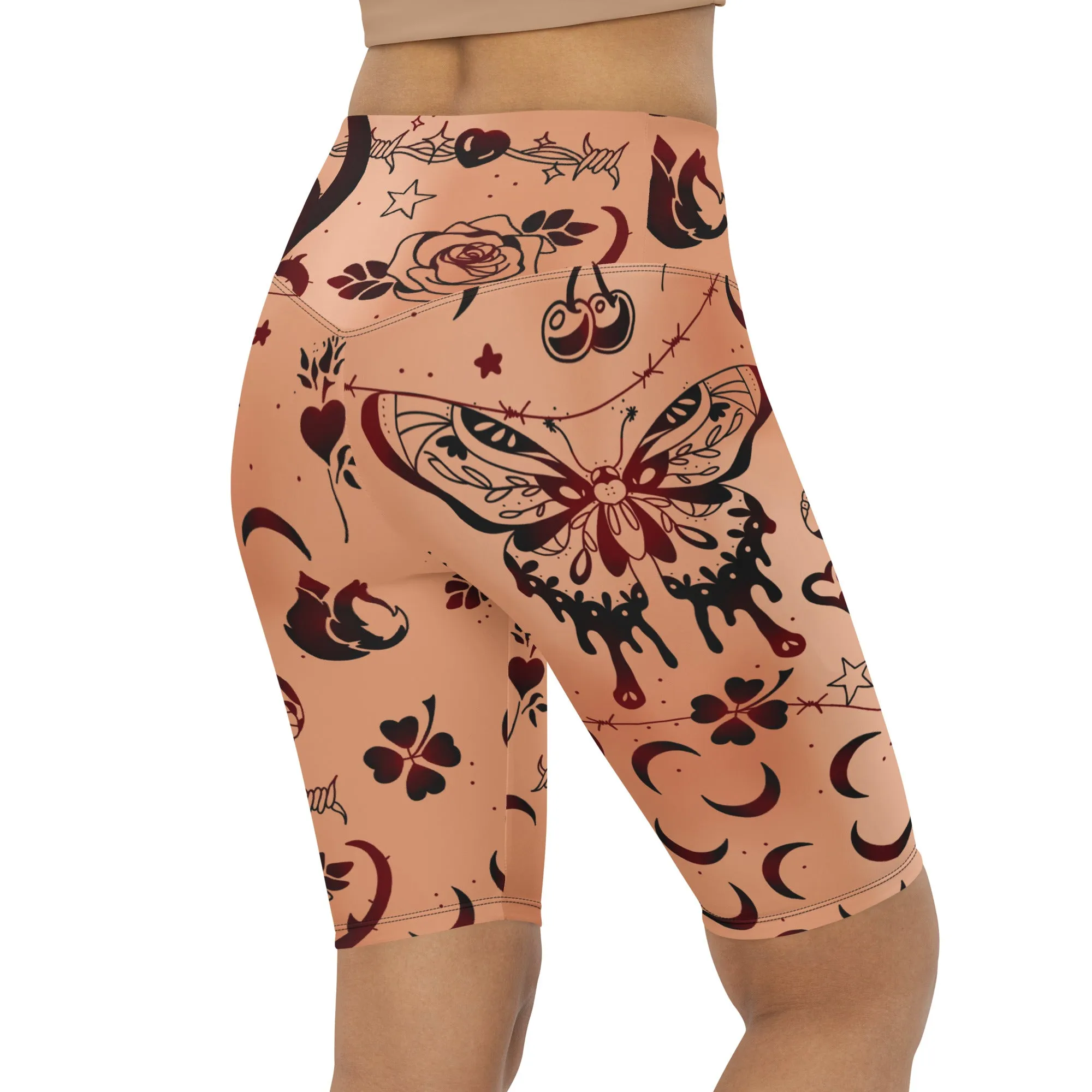 Tattoo Inspired Biker Shorts