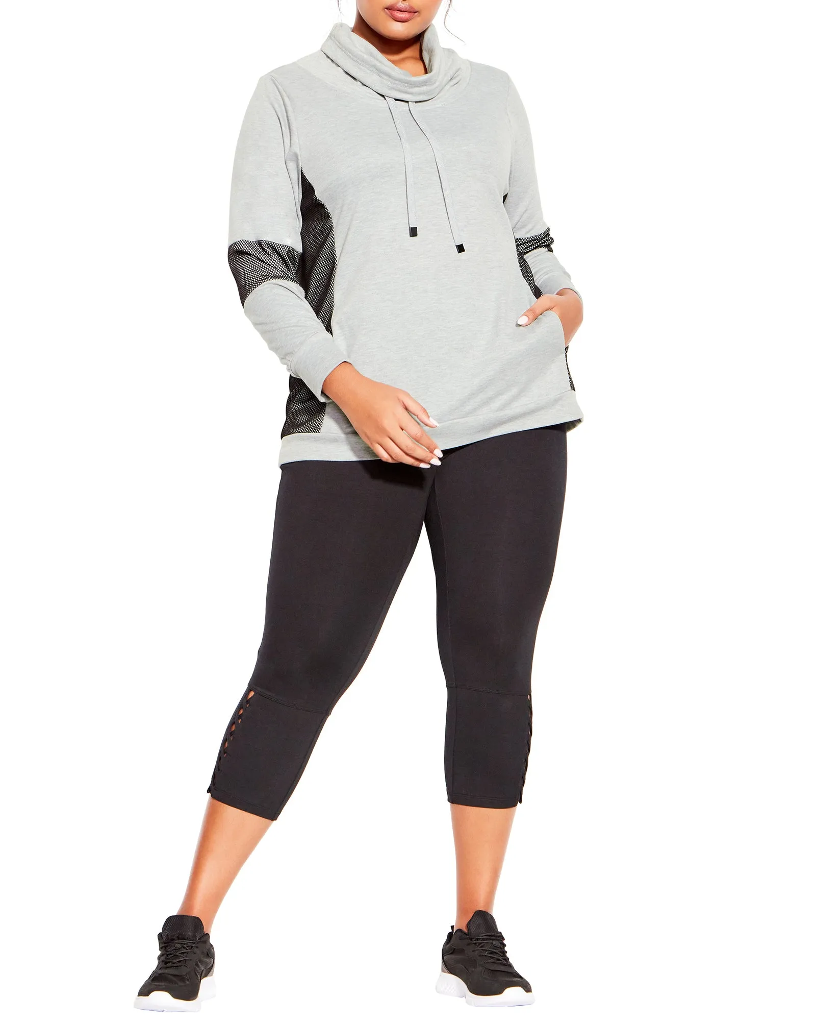 Tina Mesh Sweatshirt | Light Grey