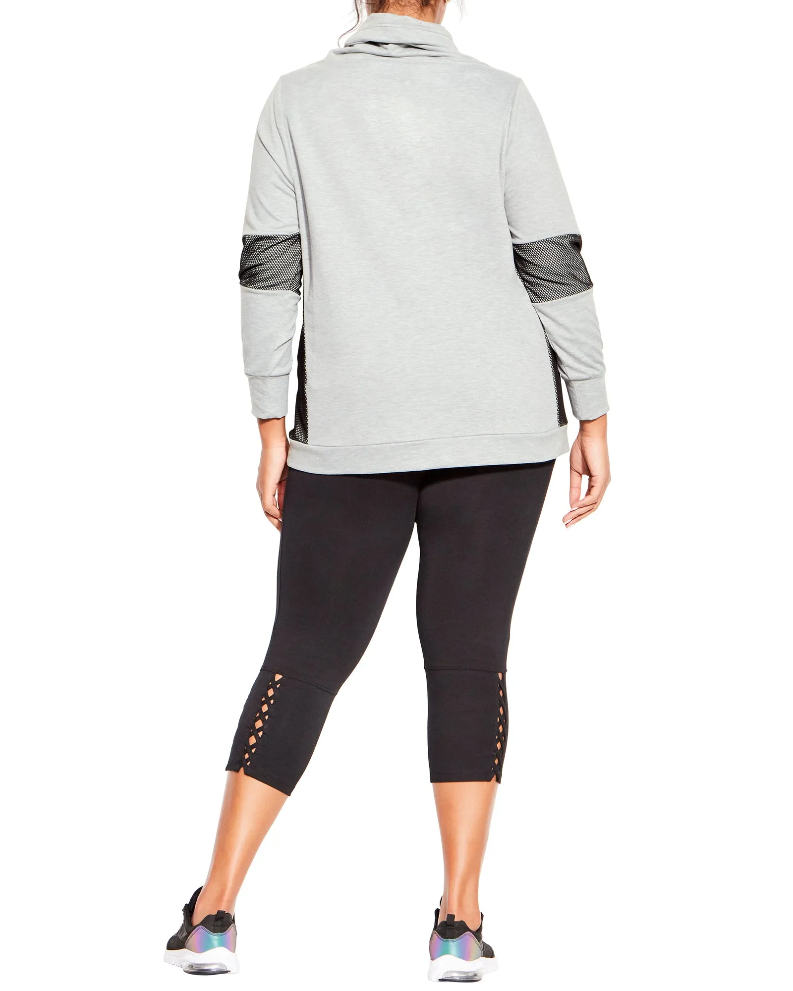 Tina Mesh Sweatshirt | Light Grey
