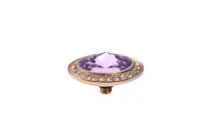 Tondo Deluxe 16 mm Light Amethyst Crystal Rim Rose Gold