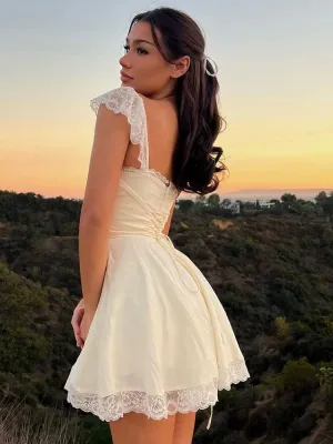 Vvsha Avalena Lace Trim Mini Dress