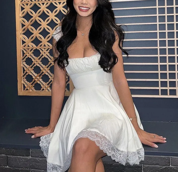 Vvsha Avalena Lace Trim Mini Dress