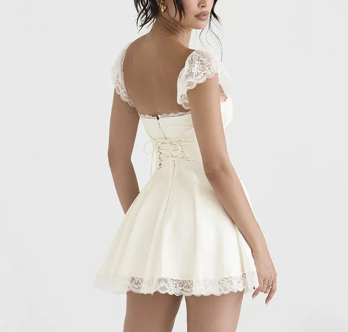 Vvsha Avalena Lace Trim Mini Dress