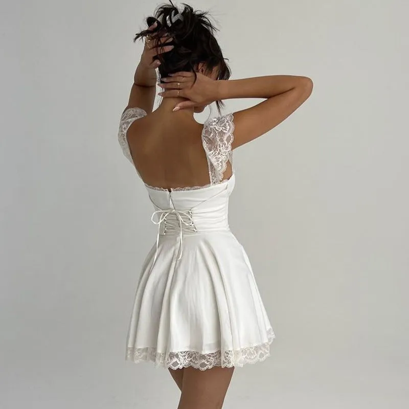 Vvsha Avalena Lace Trim Mini Dress