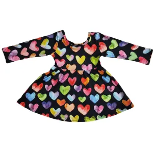 Whimsical Dress Watercolor Hearts - Kids Clothing