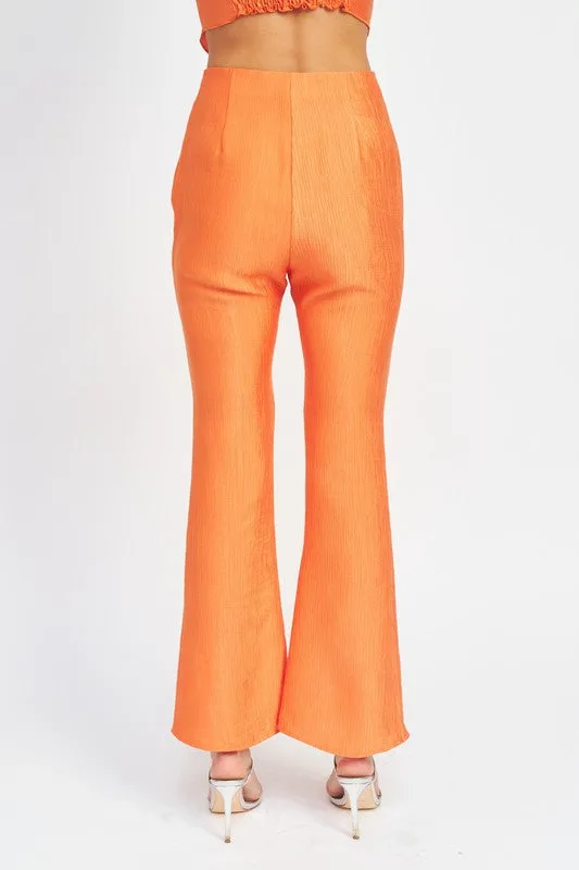 Women's Flare Orange High Rise Pants with Crop Leg