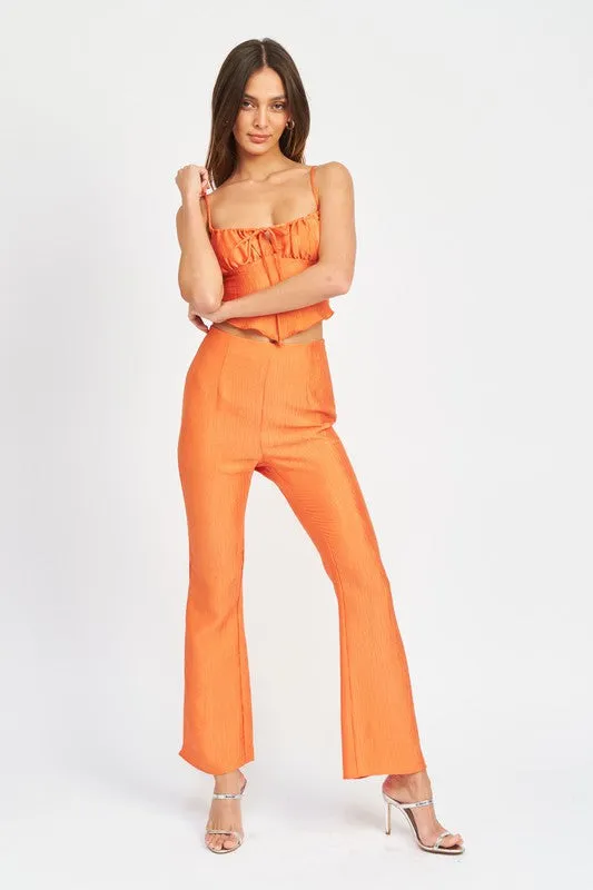 Women's Flare Orange High Rise Pants with Crop Leg