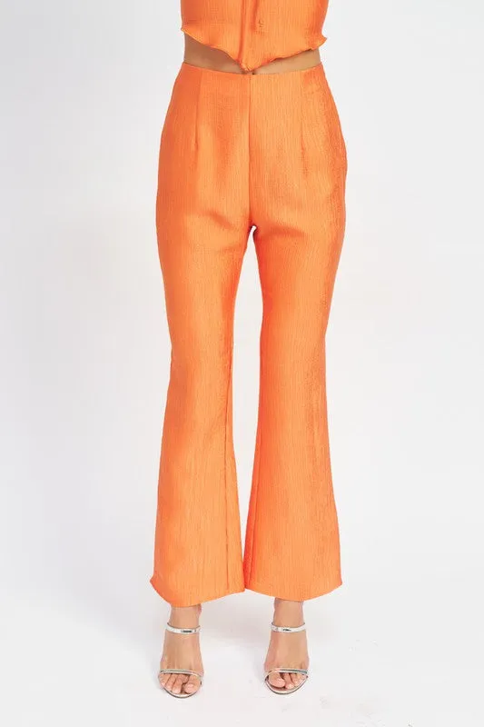 Women's Flare Orange High Rise Pants with Crop Leg