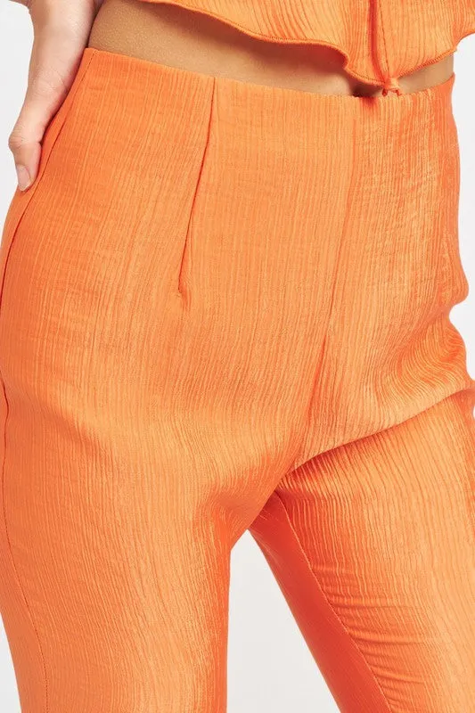 Women's Flare Orange High Rise Pants with Crop Leg