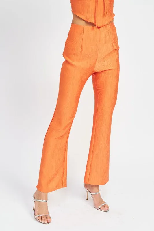 Women's Flare Orange High Rise Pants with Crop Leg