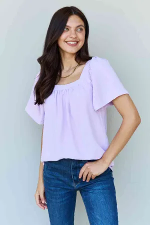 Women's Ninexis Keep Me Close Square Neck Short Sleeve Blouse in Lavender