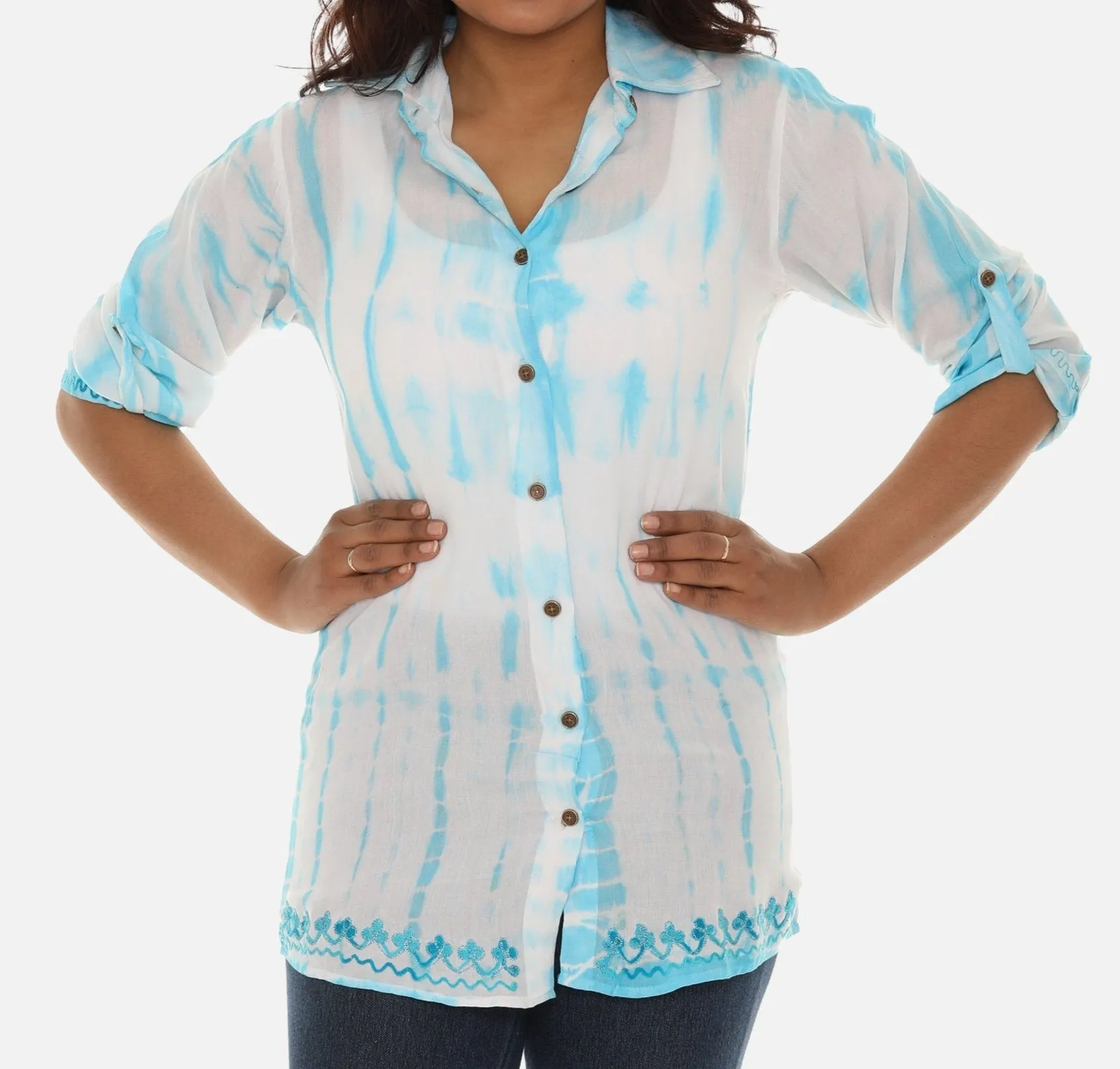 Women's Trendy Tie Dye Button Down Shirt