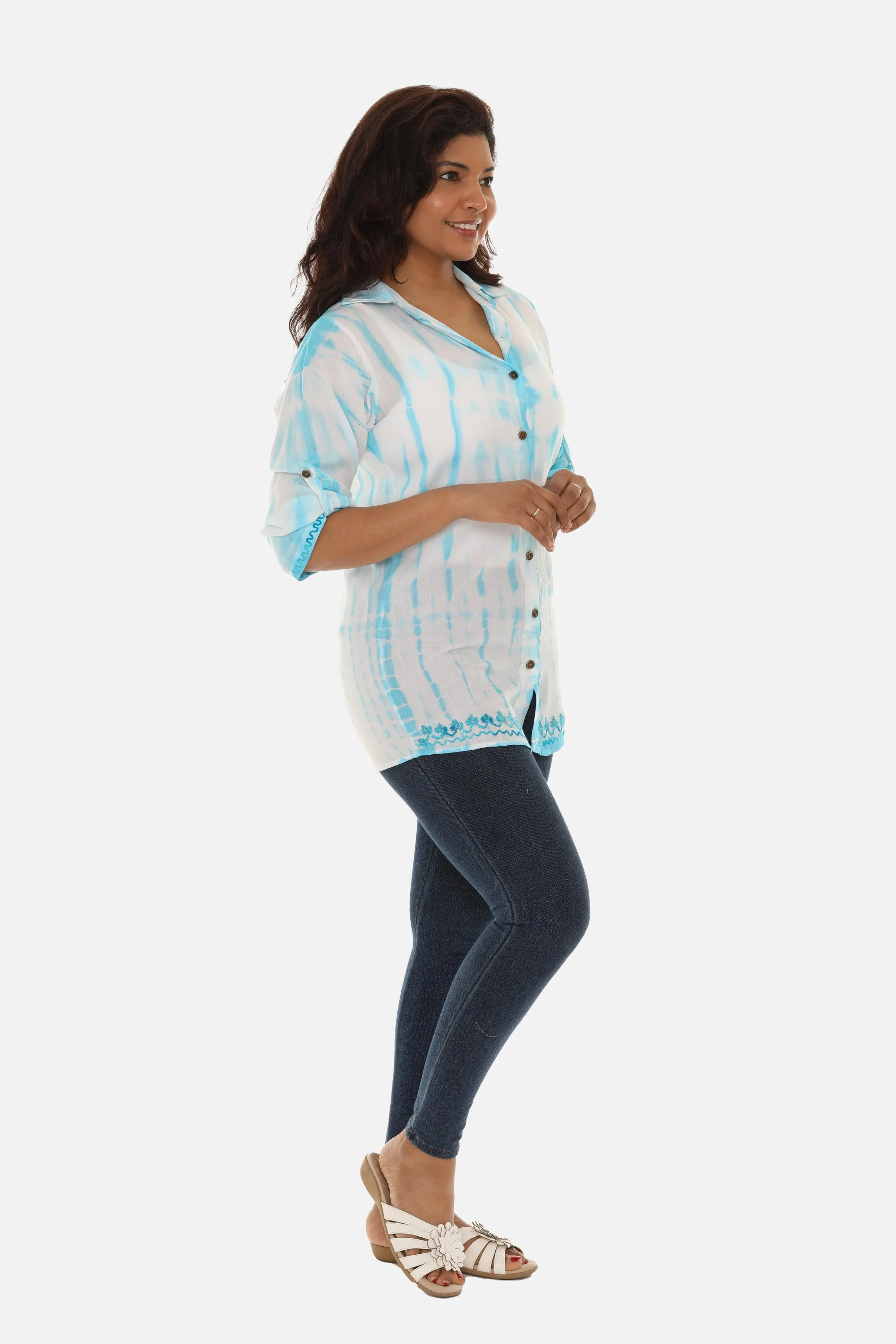 Women's Trendy Tie Dye Button Down Shirt